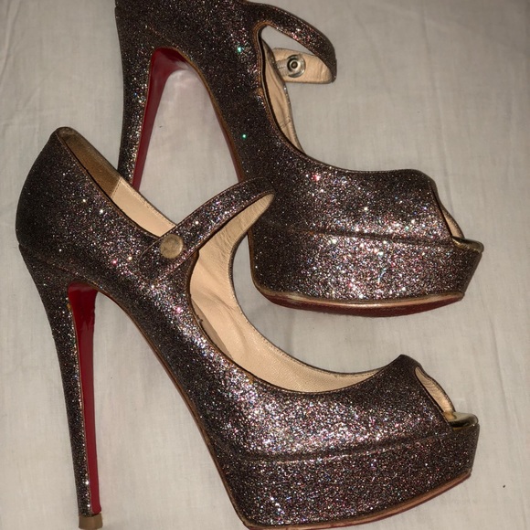 Christian Louboutin Glitter Platform Mary Janes size 39 - Picture 4 of 13